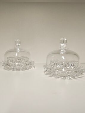 Vintage Mikasa Salina Crystal Covered Butter Dishes with Domed Lid - Qty 2